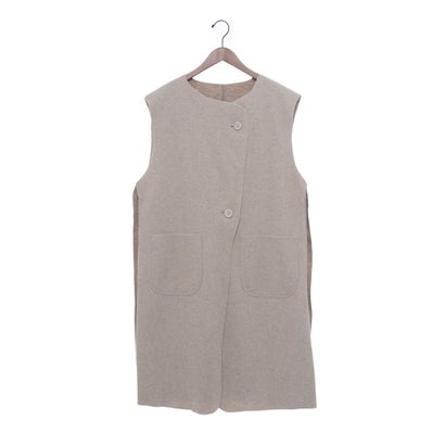 エグランティーヌ EGLANTINE フェイクウールロングジレ （ライトベージュ杢）