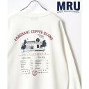 エムアールユー MRU 裏起毛 古着風 バック/袖プリント リンガー スウェット レディース メンズ トレーナー (ホワイト系その他)