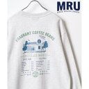 エムアールユー MRU 裏起毛 古着風 バック/袖プリント リンガー スウェット レディース メンズ トレーナー (グレー系その他2)