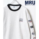 エムアールユー MRU 裏起毛 古着風 バック/袖プリント リンガー スウェット レディース メンズ トレーナー (グレー系その他)