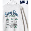 エムアールユー MRU 裏起毛 古着風 バック/袖プリント リンガー スウェット レディース メンズ トレーナー (アッシュグレー)