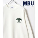 エムアールユー MRU 裏起毛 ミリタリー/カレッジ/髭おじさん/ハンバーガー ワンポイント刺繍 スウェット レディース メンズ トレーナー (ホワイト)
