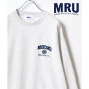 エムアールユー MRU 裏起毛 ミリタリー/カレッジ/髭おじさん/ハンバーガー ワンポイント刺繍 スウェット レディース メンズ トレーナー (アッシュグレー)