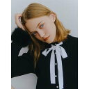ファーファー FURFUR リボン付き袖口ファーカーディガン (BLK)