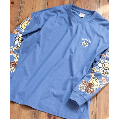 ジーンズメイト JEANS MATE 【SMILEY FACE】フラワーパターン 刺繍 袖 グラフィック ロンT ビッグシル..