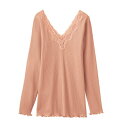 トゥシェ Tuche 【綿100%】見た目可愛いコットンリブ【COTTON LACY】8分袖インナー (ノーブルピーチ)