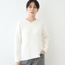 インディヴィ INDIVI 【洗える/コットン混】アシメデザインニット (ホワイト(001))