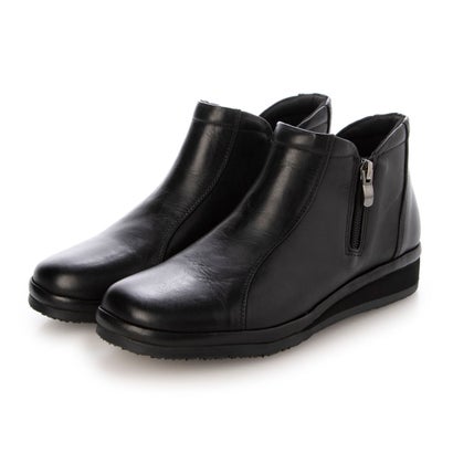 ミラスポーツ Milla sports ソフトレザー 4E フラットソール ダブルファスナー カジュアルシューズ （ブラック）