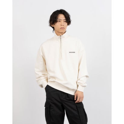 トミー ヒルフィガー TOMMY HILFIGER ヘビーツイルハーフジッププルオーバー (ホワイト) トミー ヒルフィガー TOMMY HILFIGER ヘビーツイルハーフジッププルオーバー (ホワイト)