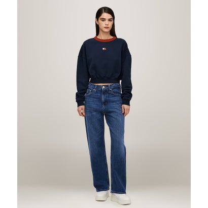 トミー ヒルフィガー TOMMY HILFIGER オーバーサイズクロップドスウェットバッジクルーネックトレーナー (ネイビー) トミー ヒルフィガー TOMMY HILFIGER オーバーサイズクロップドスウェットバッジクルーネックトレーナー (ネイビー)