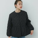 コカ coca ポリタフタパールキルティングティアードブルゾン (Black)