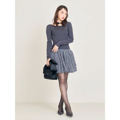 エイミーイストワール eimy istoire ボートネックバルーンニットミニワンピース (GREY)