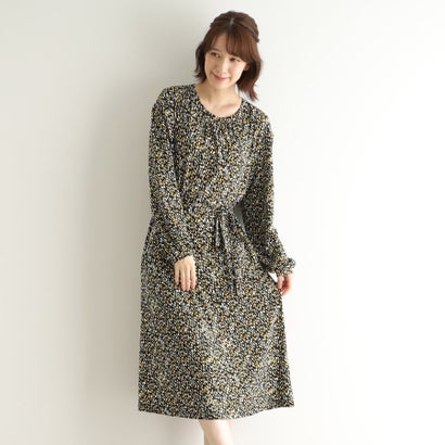 ローラ アシュレイ LAURA ASHLEY 【WEB限定/洗える/ジャージ素材】ペブルス柄ワンピース (ブラック(119)) ローラ アシュレイ LAURA ASHLEY 【WEB限定/洗える/ジャージ素材】ペブルス柄ワンピース (ブラック(119))