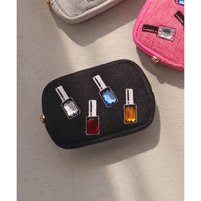 ミアン MIAN 【コンパクト/プレゼント】ネイル刺繍ミニポーチ （ブラック）