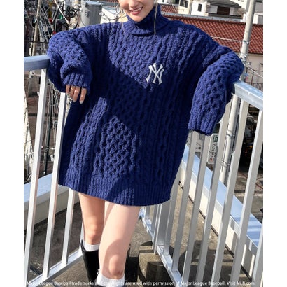 バック トゥー ザ フィールド （ビーティーティーエフ） BACK TO THE FIELD (BTTF) 【MLB】ハイネックモールニットトップス （ネイビー）