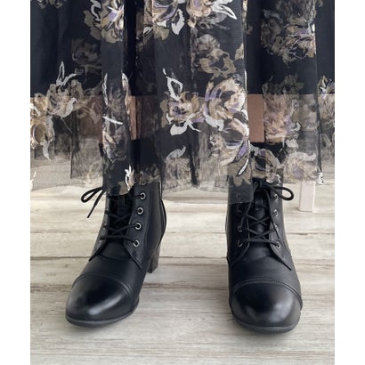 アドット adottona アンティーク加工レースアップブーツ （BLK）