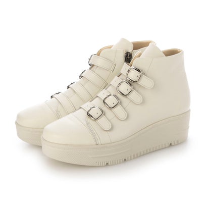 ミラスポーツ Milla sports 楽ちん ソフトレザー ふかふか厚底デザインハイカットスニーカー （アイボリー）