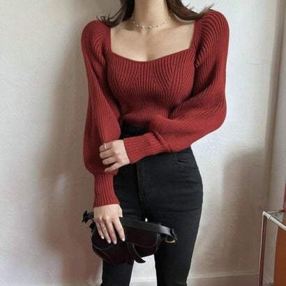 メゾンドラティール maison de LATIR 鎖骨見せヘルシーニット （レッド）