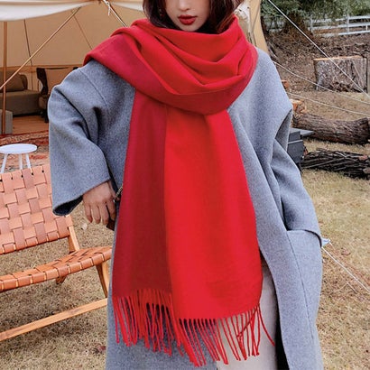 リバーシブルストール大判フリンジマフラー