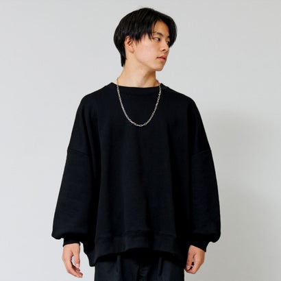 グラソス GLAZOS 【あったか】裏起毛・ネックレス付きトレーナー （ブラック）