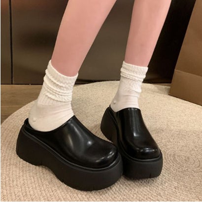 アルトローズ ALTROSE バックオープンサボ 合皮 シンプル 厚底 （ブラック[M]）