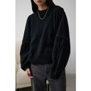 袖リボンデザインニット BLK