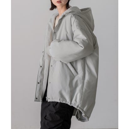 アドティエ ad thie モンスターパーカー モッズコート アウター 中綿 裾アジャスト 後ろ下がり フード ポケット エコダウン レディース （ライトグレー）のサムネイル