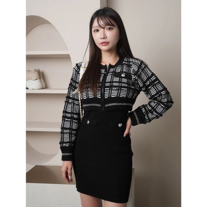 リップサービス LIP SERVICE ツイードアンサンブルニットワンピース （ミックス1）