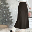 アイカ ica スカート ニットスカート Aラインスカート ロングスカート ミモレスカート 暖かい 厚手 ニット Aライン ロング丈 ミモレ丈 ハイウエスト プリーツ フレア レディース (BR)
