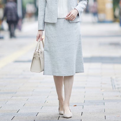 インディヴィ INDIVI 【洗える／セレモニー】ストレッチツィードセミフレアスカート （ブラック(419)）