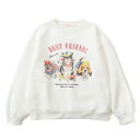 ベルシー Belle Cie スウェット トップス 裏起毛 トレーナー イラスト 動物 アニマル レディース 韓国ファッション カジュアル 可愛い プリント ゆったり 冬 着回し (オフホワイト)
