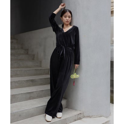 ボンジュールサガン BONJOUR SAGAN velour cachecoeur all-in-one /ベロアカシュクールオールインワン (BLACK) ボンジュールサガン BONJOUR SAGAN velour cachecoeur all-in-one /ベロアカシュクールオールインワン (BLACK)