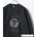 トムトジェリー TOM and JERRY ヴィンテージライク ピグメント風 フロント/バックプリント 裏起毛 オーバーサイズ スウェット レディース メンズ トレーナー (ブラック系その他4)