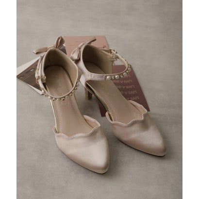 デメテル DEMETER パールビジュー アンクルストラップ オケージョンパンプス （ベージュ）