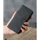エモニーク emonique iPhone PUブライドルレザー 手帳型スマホケース カバー (ブラック)