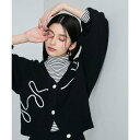 ビス VIS 【WEB/1部店舗限定】リボンコード刺繍Vネックカーディガン【セットアップ対応】 (ブラック(01))
