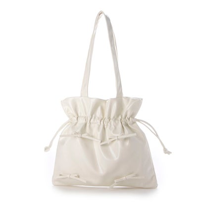 スタイルブロック STYLEBLOCK リボン付き巾着型ショルダーバッグ （ホワイト）