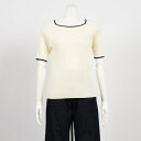 トーナル TONAL バイカラーパイピング半袖リブニット (オフホワイト)