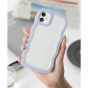 エモニーク emonique パステル うねうね ウェーブフレーム iPhoneケース カバー (パープル)