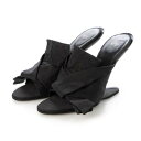 ヌメロヴェントゥーノ N21 クリンクル加工 リボンモチーフ ヒールレス サンダル (Black)