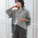アクアガレージ aquagarage ボリュームスリーブビッグシャツ 春 夏 秋 M (シルバー)(4)