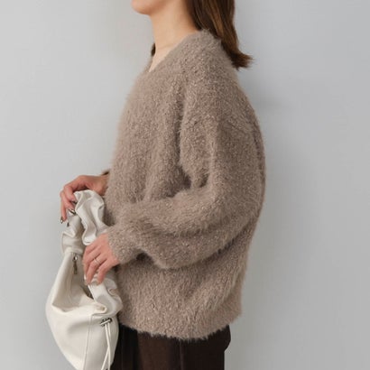 アクアガレージ aquagarage ネップ入りシャギーヤーンニットトップス M レディース 春 秋 冬 （グレージュ）