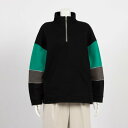 カサネ CASANE ハーフジップバイカラープルオーバー (BLK)