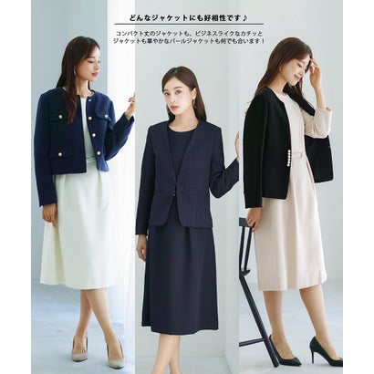 ホワイトジョーラ WHITE JOOLA ダブルピケクロス・きちんと見えワンピース （ブラック）