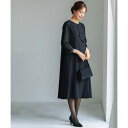 ホワイトジョーラ WHITE JOOLA 【洗濯機で洗える】喪服 WEB限定/お袖スカラップレース切り替えデザインブラックフォーマルワンピース (ブラック)