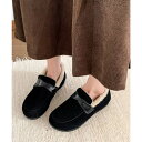 ミニミニストア miniministore ファーモカシンシューズ レディース裏起毛 (ブラック)