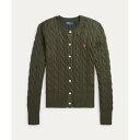 ポロ ラルフ ローレン POLO RALPH LAUREN ケーブルニット コットン クルーネック カーディガン (300グリーン)