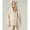 テディショップ Teddyshop キッズ 長袖ネコミミフードモコモコジップルームウェア 上下2点セット (アイボリー)