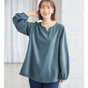 ヴィオラ エ ヴィオラ Viola e Viola らくキレイ キーネックチュニックブラウスTシャツ (スモーキーブルー)
