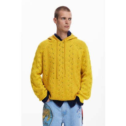デシグアル Desigual 透かし模様のフード付きスウェット (イエロー)